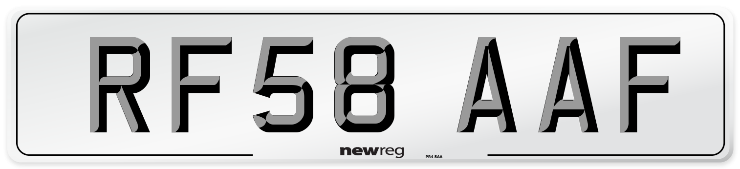 RF58 AAF Number Plate from New Reg